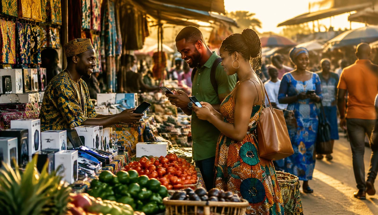 Busy West African marketplace